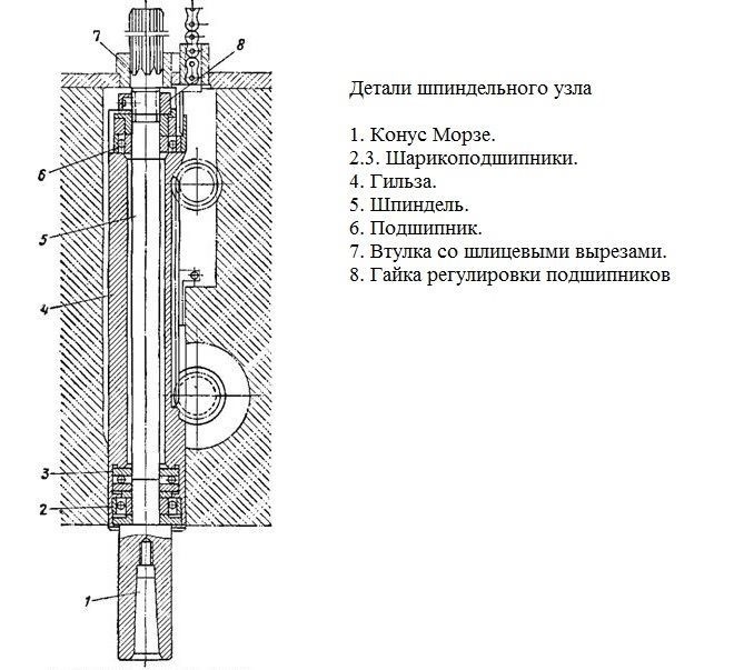 Шпиндельный узел вертикально-сверлильного станка 2А135