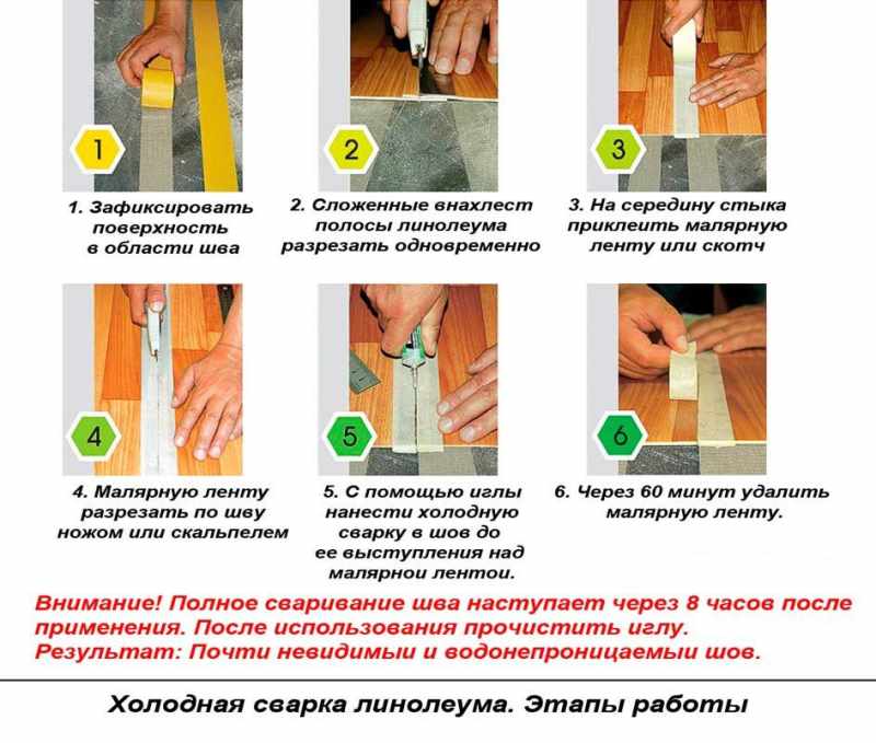 Аккуратный шов холодной сварки линолеума