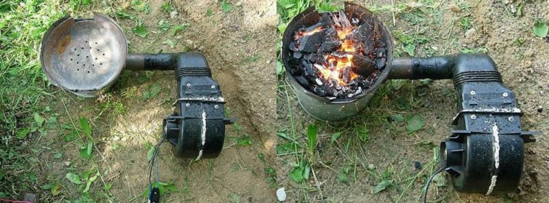 Использование пылесоса для наддува горна