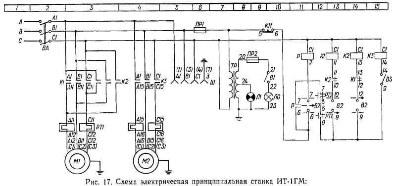 Электрическая схема станка ИТ-1М Электрическая схема станка ИТ-1М