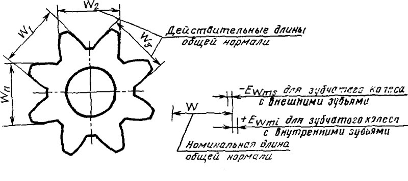 Средняя длина общей нормали Wmr Средняя длина общей нормали Wmr