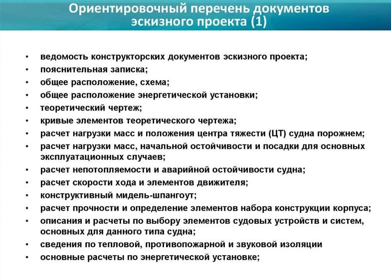 Перечень документов эскизного проекта